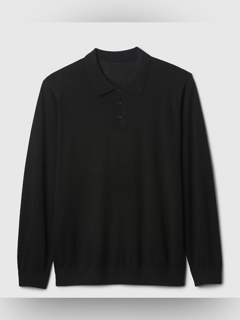 GAP Men's Black Long-Sleeve Cardigan Polo